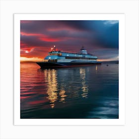 Sunset On A Ferry 33 Art Print