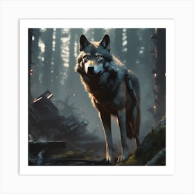 Wolf In The Woods 59 Art Print
