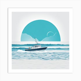 Fishing Boat In The Ocean Art Print