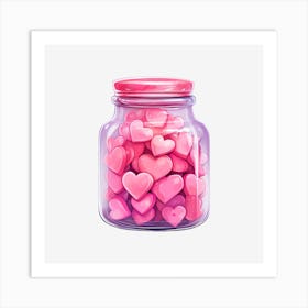 Pink Hearts In A Jar 15 Art Print