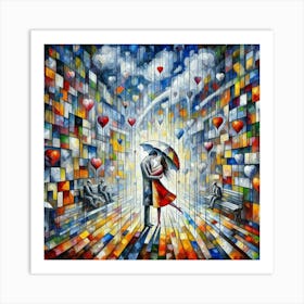 Kissing In The Rain 1 Art Print