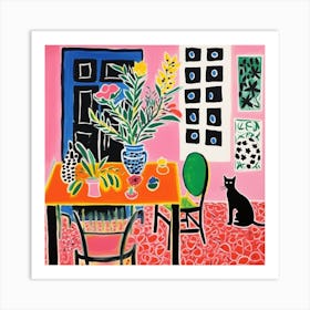 Cat In The Dining Room 7 Art Print