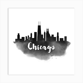 Watercolor Chicago Skyline Art Print