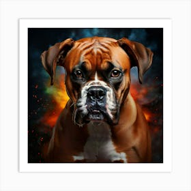 Watercolor Male Boxer Entering Ring Studio Photography Complex Details High Detail Art Print