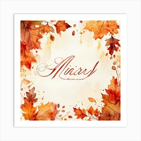 An Attractive Watercolor Painting Of An Artistically Crafted Thanksgiving Calligraphy In Flaming Ora (5) Art Print