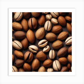 Almonds On A Black Background 16 Art Print