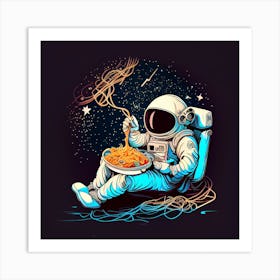 Astronaut Eating Spaghetti Art Print