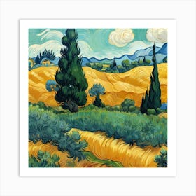 Default A Wheatfield With Cypresses Vincent Van Gogh Art 3 Art Print