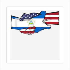 Holding Hands Nicaragua And The Usa Flag Art Print