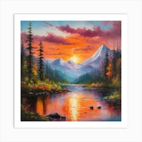 Sunset At The Lake Art Print