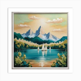 Sailboats On The Lake Art Print