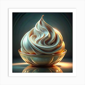 Whipped Cream In A Bowl With A Golden Rim Art Print