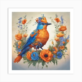 Bird In A Wreath Art Print