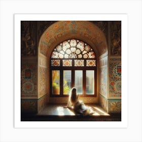 Girl In A Window33 Art Print