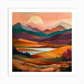 Sunset Over The Mountains Art Print