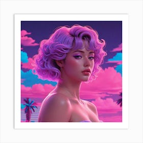 Girl With Pink Hair 1 Art Print