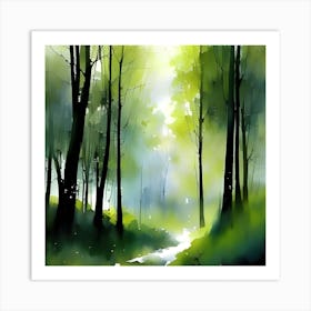 Watercolor Of A Forest Art Print