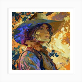 Cowgirl In Cowboy Hat Art Print