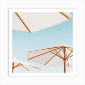 White Beach Umbrellas Art Print