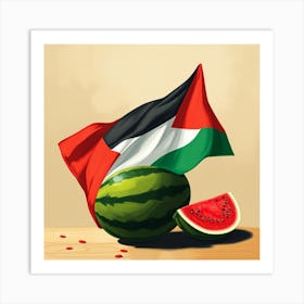 Palestine Flag And Watermelon Art Print