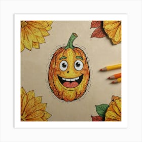 Pumpkin Face 3 Art Print