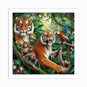 Tigers In The Jungle Art Print