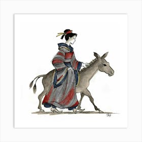 Chinese Woman With Donkey Art Print