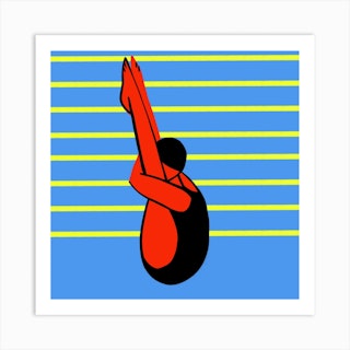 Jump Swim Square Art Print