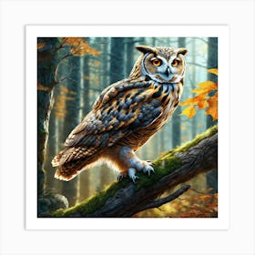 Owl In The Forest 196 Art Print