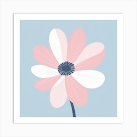 A White And Pink Flower In Minimalist Style Square Composition 330 Art Print