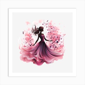 Pink Flower Girl Art Print