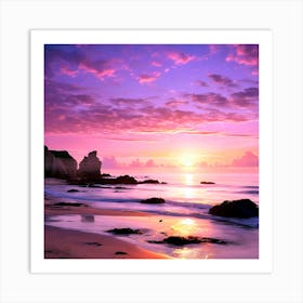 Sunset At The Beach Art Print