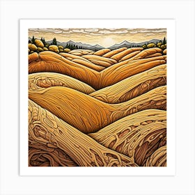 Abstract Grain Fields Cubism Style Art Print