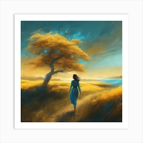 Serenity In Motion Ethereal Fields And Majestic Seascapes Photorealistic Art In Graceful Harmony (5) Art Print