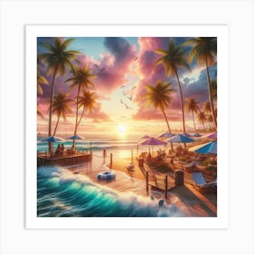 Sunset At The Beach Art Print