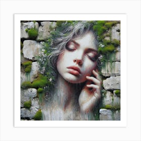 Girl With Moss Art Print