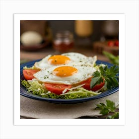 Fried Eggs On A Plate Art Print