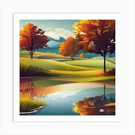 Pond With Trees 2 Art Print