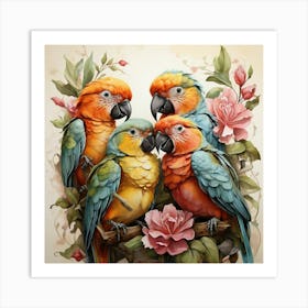 Exotic Birds Art Print 2 Art Print