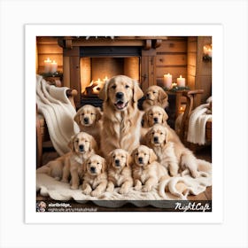 Golden Retriever Family Portrait Art Print