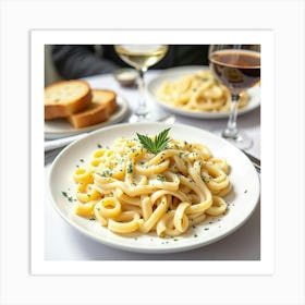 Pasta With Bread And Wine Art Print