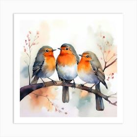 Three Robins 1 Art Print