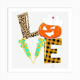 Pcr Nurse Leopard Pumpkin Halloween Love Nurse Life Art Print