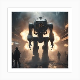 Giant Robot In A City Art Print