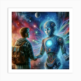 Man And A Robot Art Print