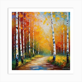 Birch Trees In Autumn 8 Art Print