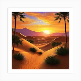 Sunset In The Desert 16 Art Print