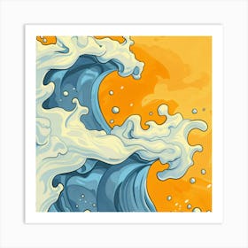 Wave Breaking Asian Style Art Print