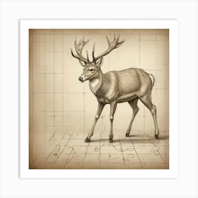 Deer Drawing 9 Art Print