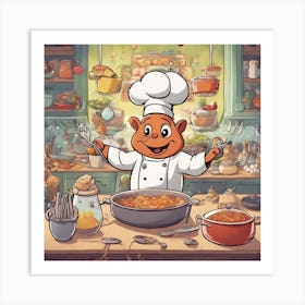 Chef Bear In The Kitchen Art Print